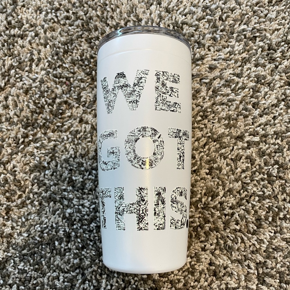 We got this cancer awareness travel mug